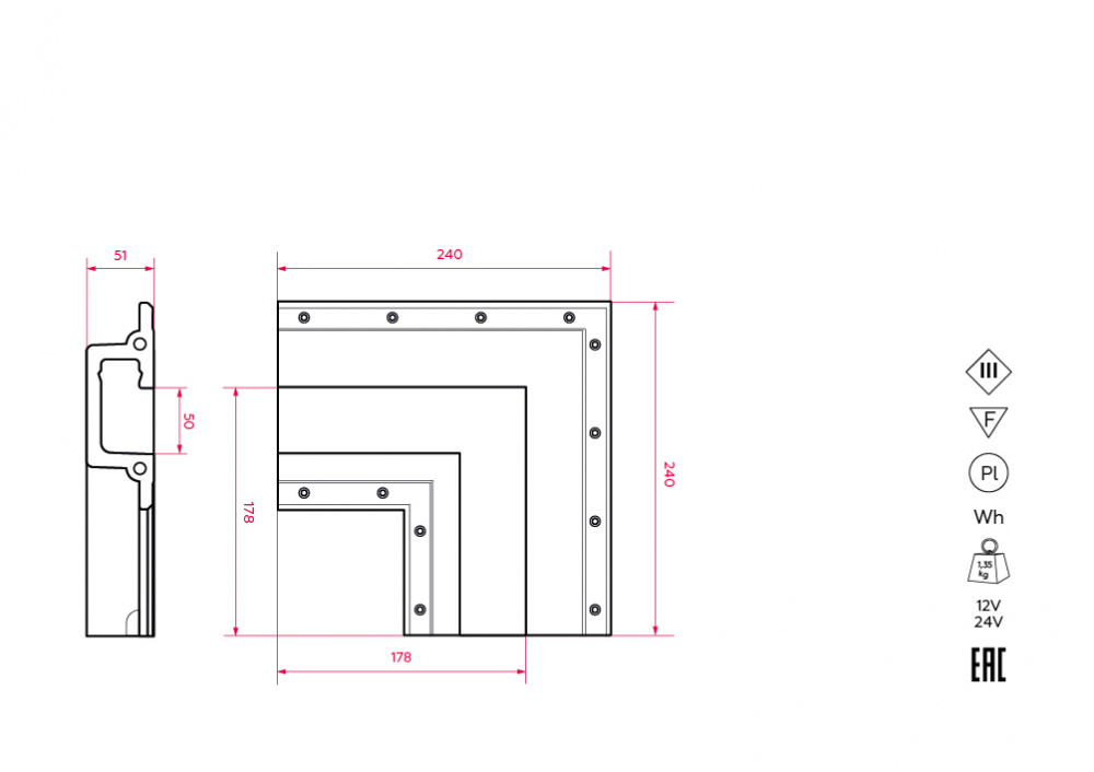 SN 316 Соединительный элемент (внешний угол 90) для Stellanova SABER 50  - Вид №3