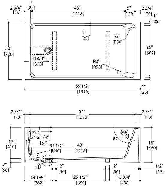 Blu Bathworks® Прямоугольная ванна синего цвета ∙ stone ™ Metrix Bt0104.01 - Вид №3