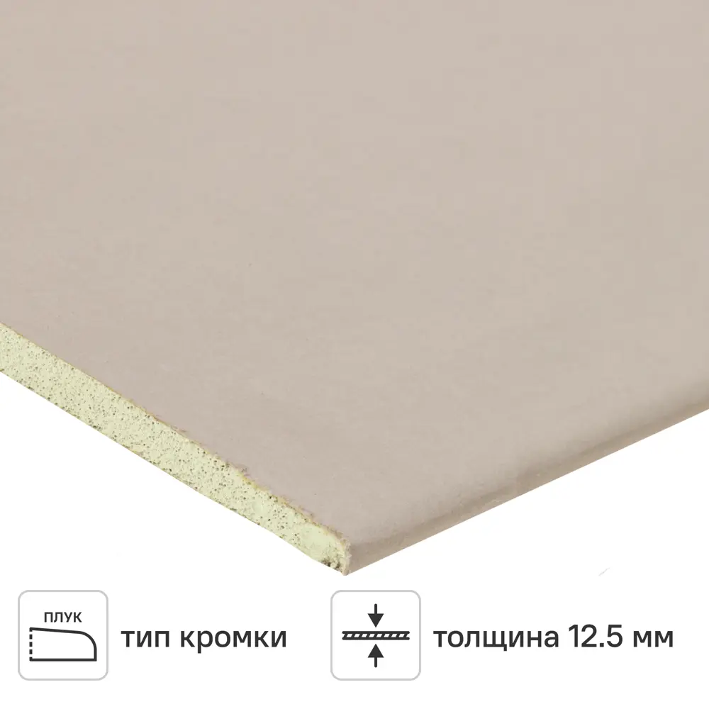 Гипсокартон 12.5 мм ПЛУК/УК 2500x1200 3 м² 89337650 STLM-2125775 Santreyd 
