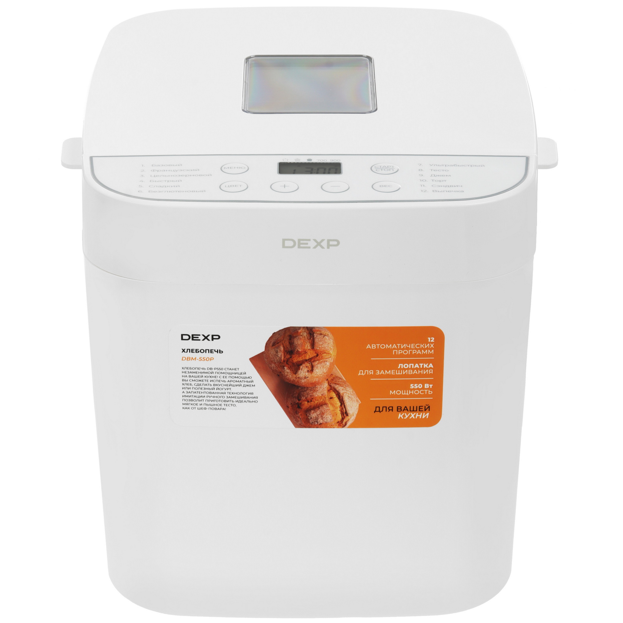 9118211 Хлебопечь DEXP DBM-550P белый STDN-0018648 - Вид №1