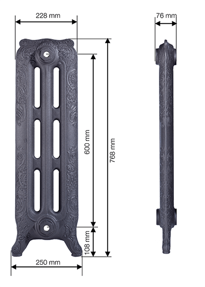 Чугунный радиатор GuRaTec Apollo 765 6 секций 7818 - Вид №1