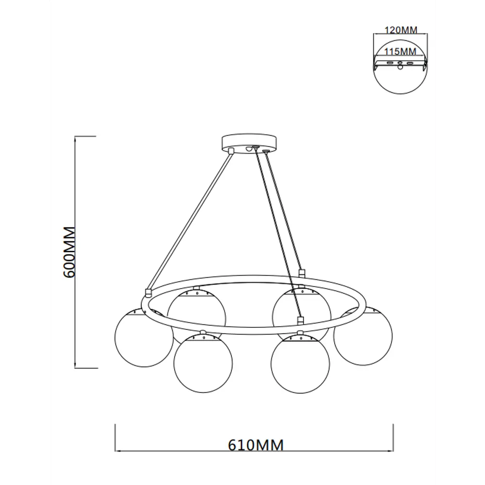 Подвесная люстра SCHAFFNER Circo с 6 матовыми шарами золотого цвета 89374505 STLM-0931913 - Вид №10