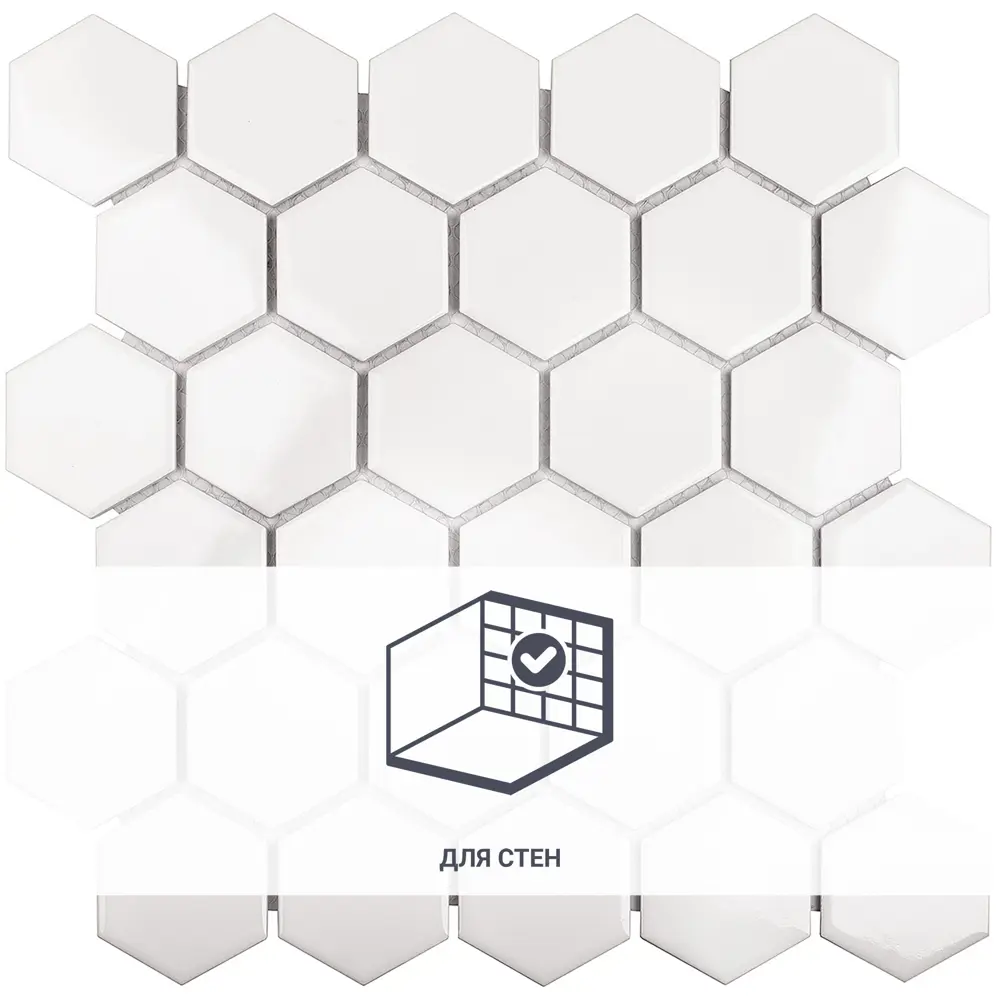 Мозаика керамическая Smart Mosaic Homework Hexagon White Glossy 26.5x27.8 см цвет белый 82909304 STLM-2095183 - Вид №1