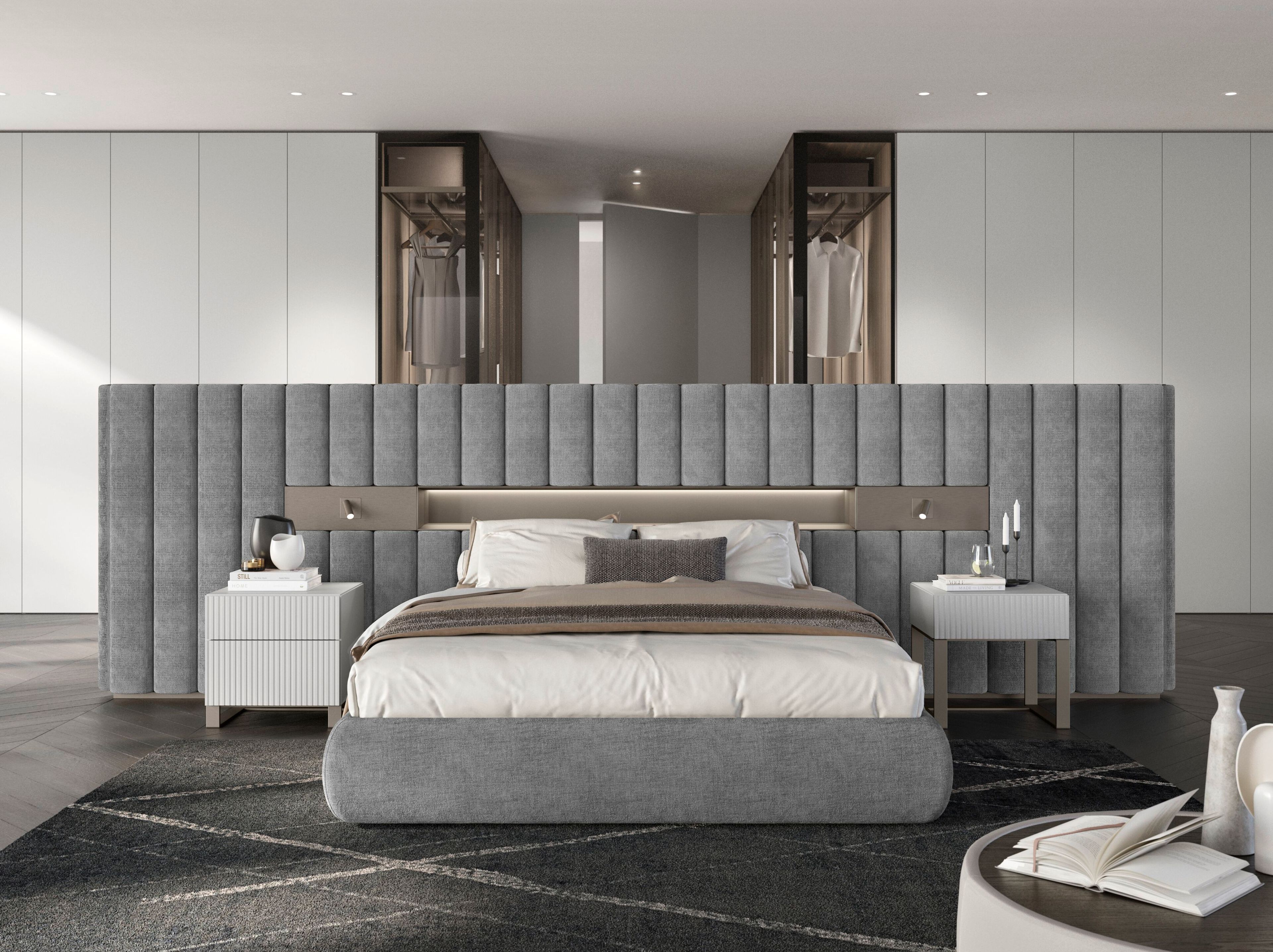 Двуспальная мягкая кровать из ткани Olivieri дресс-код ARCH-00076369