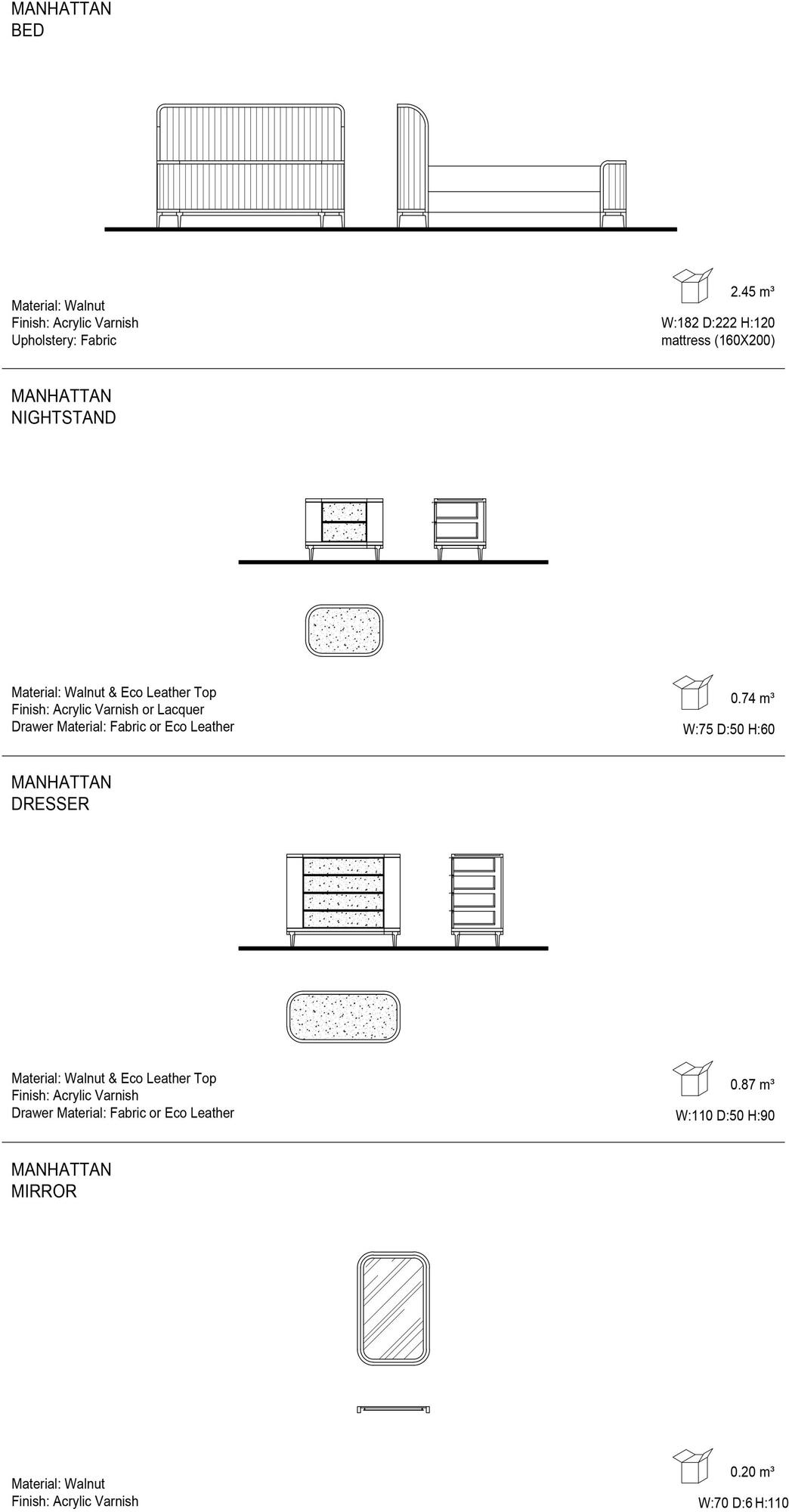 Mobi Спальня из дерева и кожи Manhattan sun-id-1453953 - Вид №6