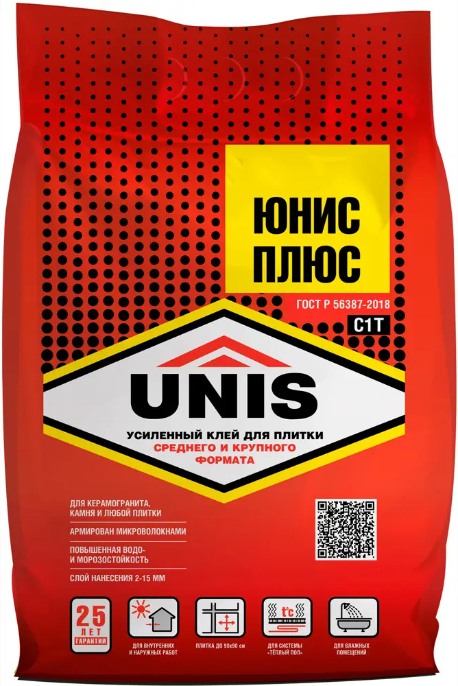 Unis Плюс: усиленный плиточный клей с армированием для сложных проектов 12150161
