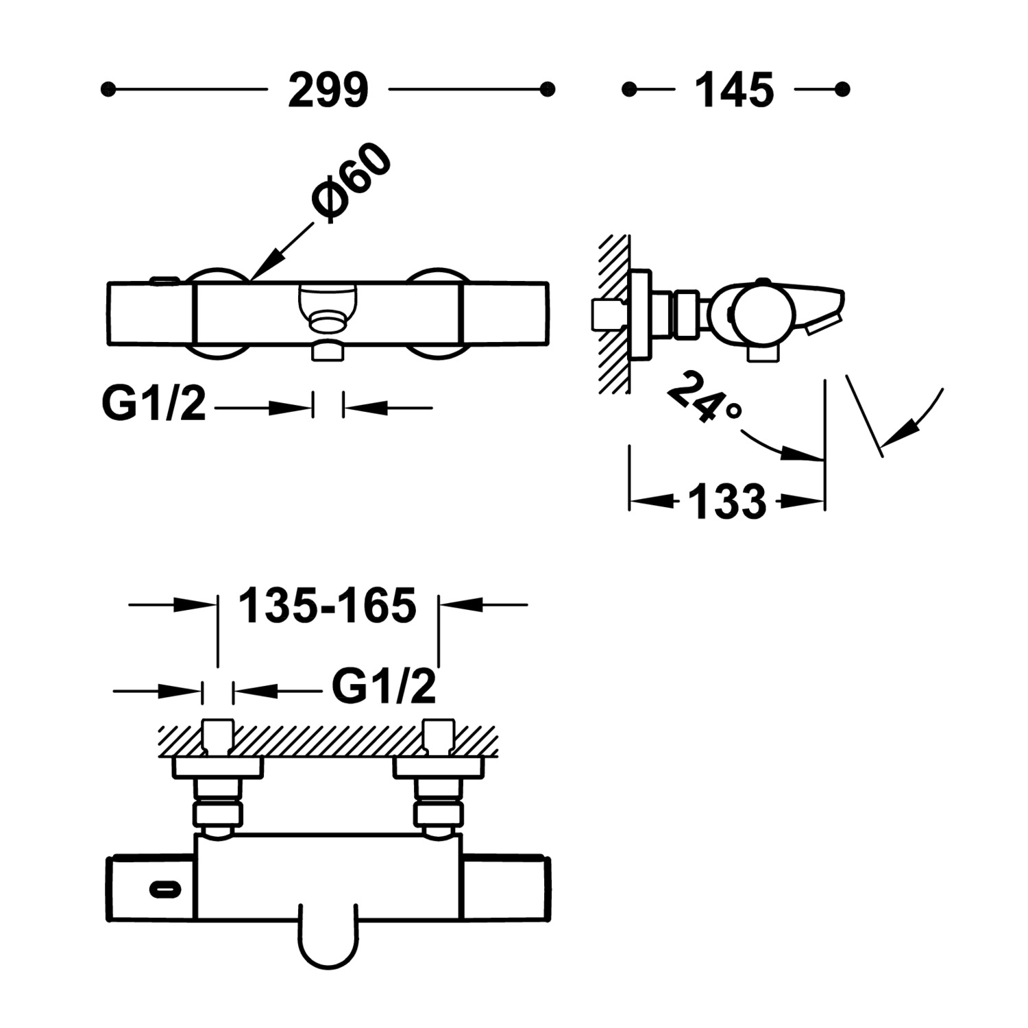 Настенный термостатический смеситель CANIGÓ для ванны и душа-21717419 TRES Canigo - Вид №1
