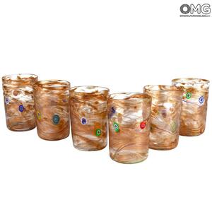 4359 ORIGINALMURANOGLASS Набор из 6 стаканов - Авантюрин - муранское стекло OMG 6 см