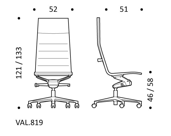 Кожаный поворотный офисный стул с 5 спицами ICF Valea ARCH-00007110 - Вид №6