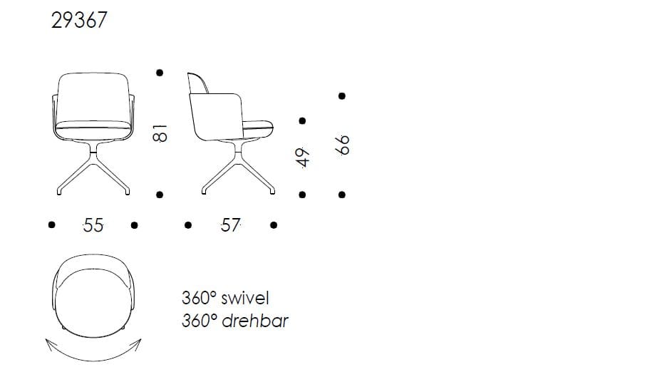 Кожаный поворотный стул Wittmann Merwyn ARCH-00025181 - Вид №3