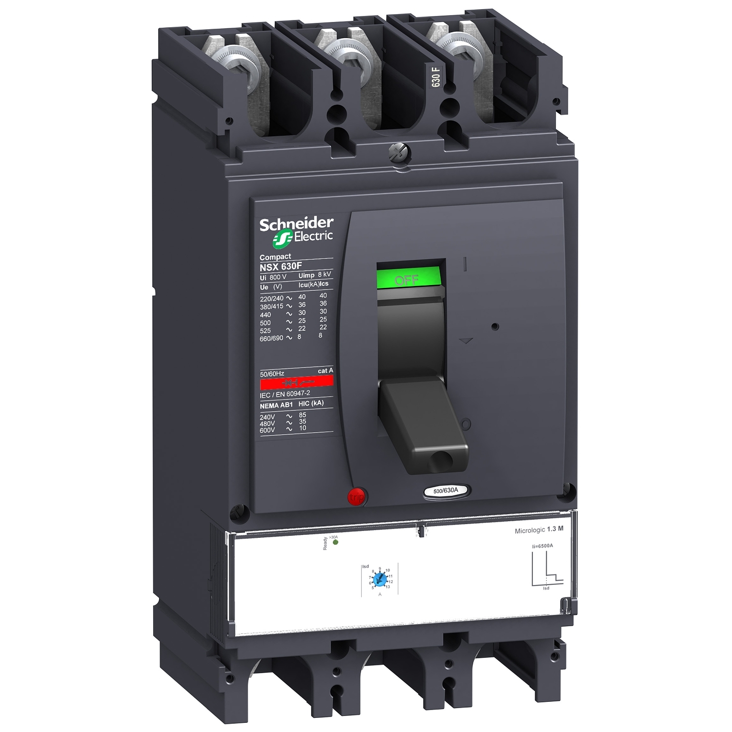 LV432950 Силовой автомат NSX 630, Micrologic 1.3 M, 70кА, 3P, 500А Schneider Electric Compact 