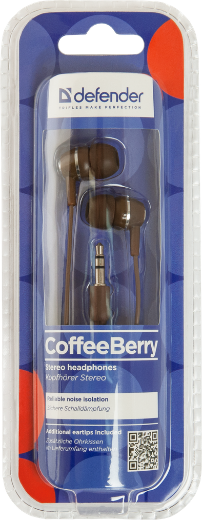 63242 наушники вставки coffeeberry коричневый Defender Santreyd  - Вид №1