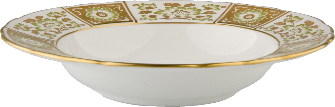 90755 Royal Crown Derby Тарелка суповая Royal Crown Derby "Дерби, зеленый декор" 21,5см Фарфор костяной 