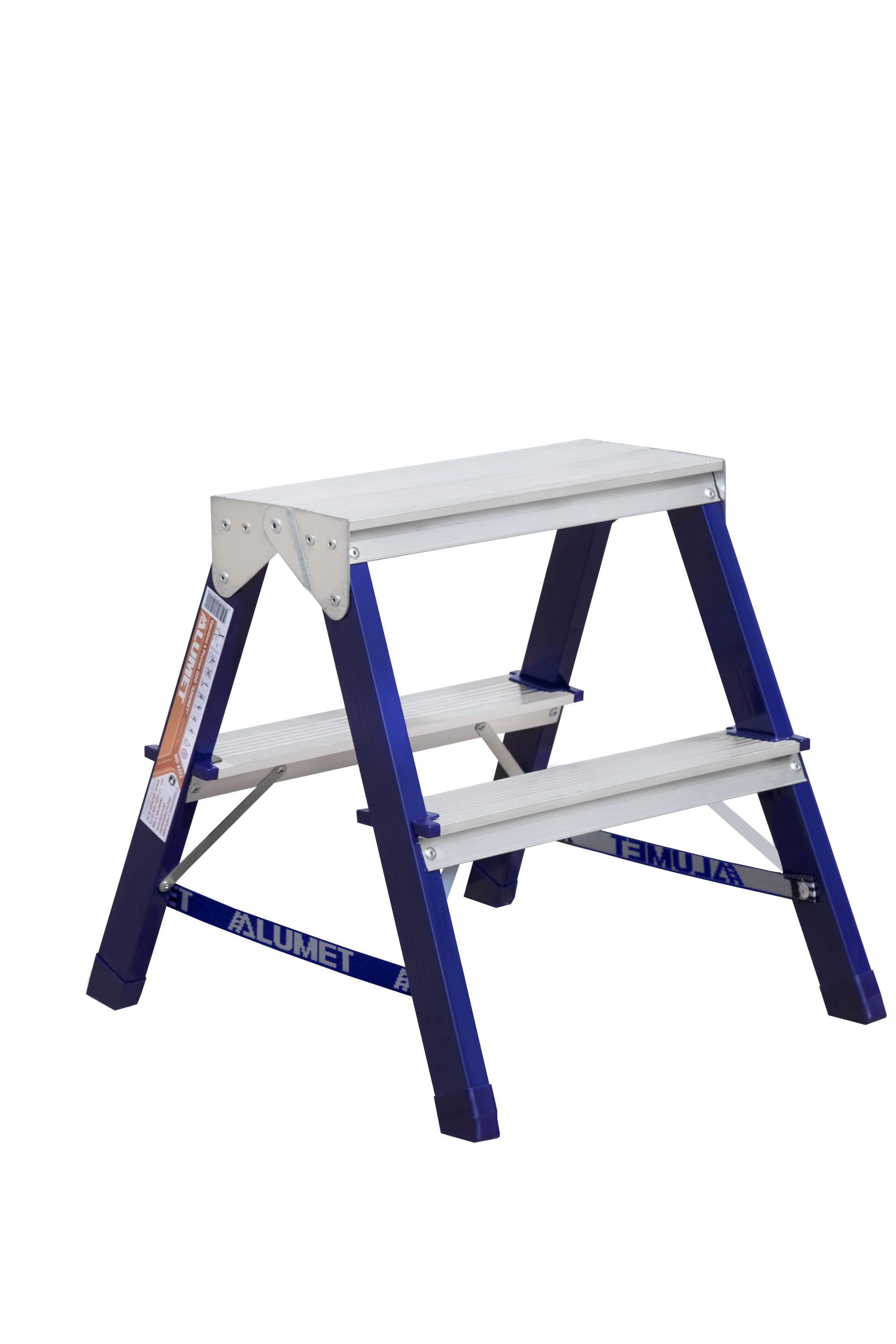 Стремянка стальная двухсторонняя с алюминиевыми ступенями MD 8202 ALUMET  - Вид №2