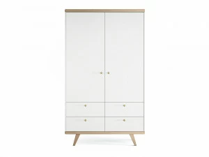 Шкаф распашной двухдверный с ящиками молочный Thimon v2 THE IDEA  210379 Белый