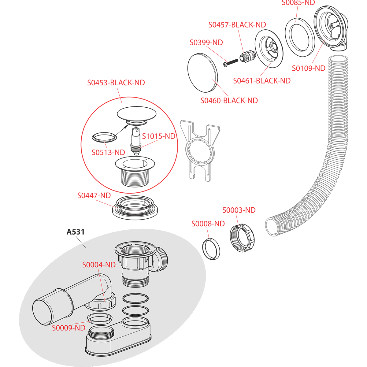 Сифон для ванны CLICK/CLACK, черный-мат ALCAPLAST A507BLACK - Вид №2