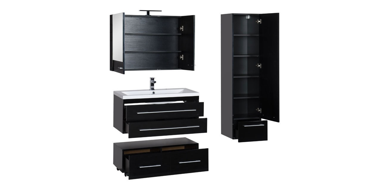 Комплект мебели Aquanet Нота 90 черный (камерино) 00168975 - Вид №2