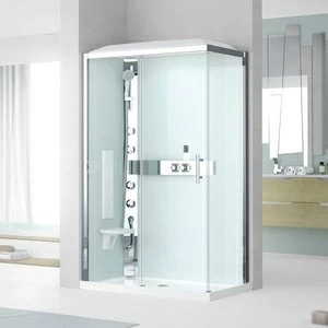 Novellini. Душевая кабина 120x90 2P120x90 HYDROMASSAGE с низким душевым поддоном и крышей GLAX 3