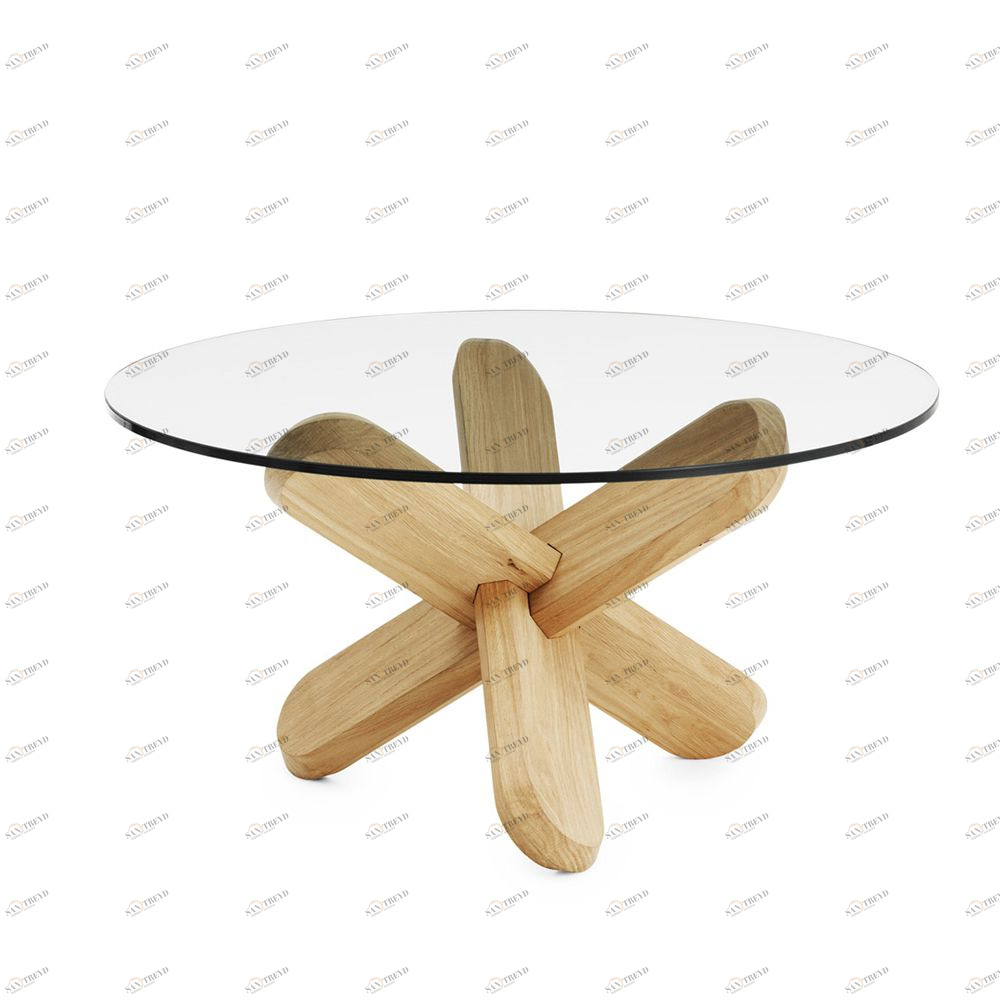 Стол Ding 40 x D75 см, прозрачное стекло-дуб Normann Copenhagen 602240