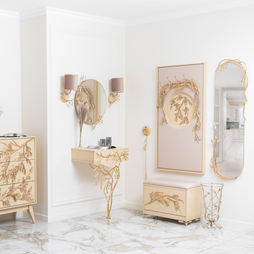 79038 Зеркало Oliva Branch Айвори Мраморное золото BOGACHO 4627196596771 - Вид №4