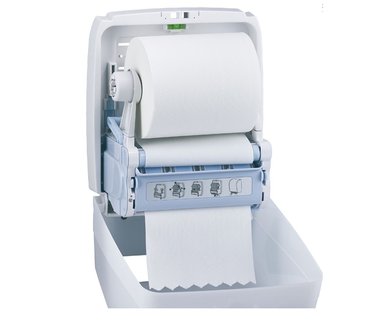 CHB301 HARMONY AUTOMATIC MAXI механический диспенсер для рулонов бумажных полотенец, пластик, прозрачный белый Merida  - Вид №3