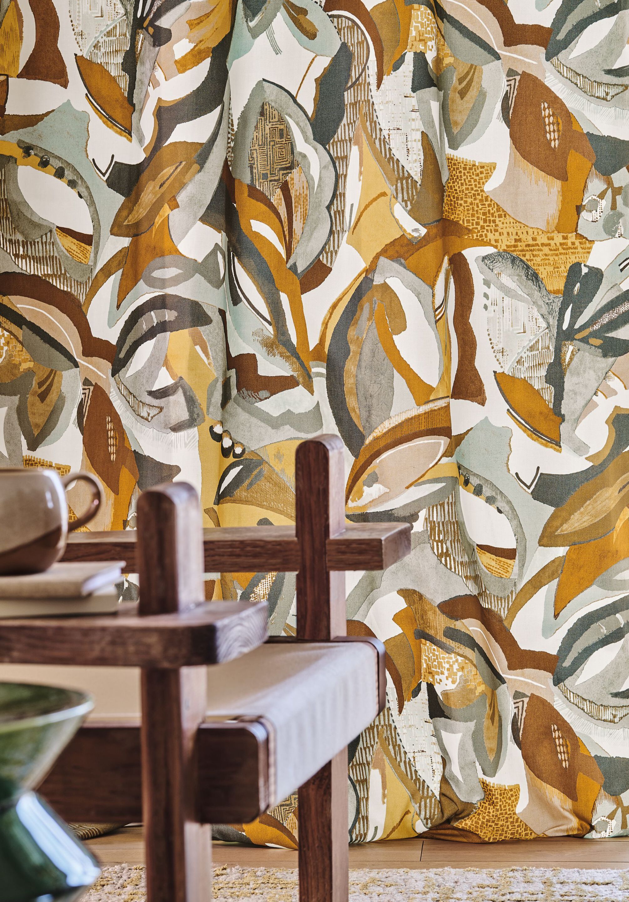 Многоцветная хлопчатобумажная ткань Casamance тонка ARCH-00002897