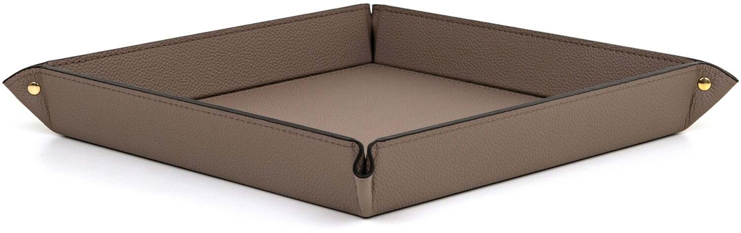 Жесткий квадратный поднос для мелочей - 25X25XH4 см / зернистая кожа_темно-серый