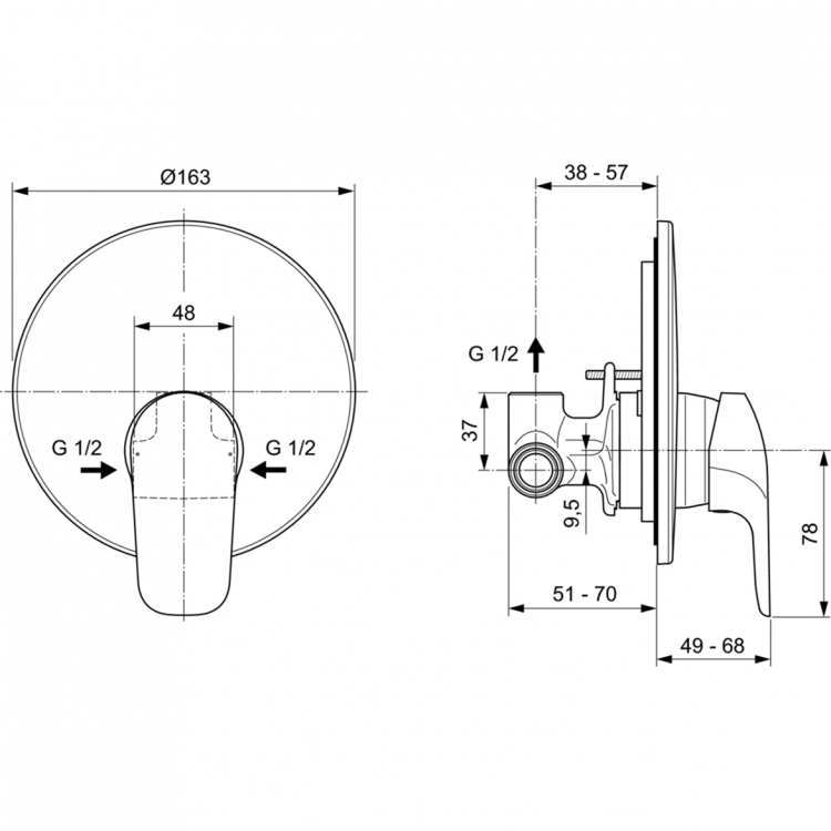 A6757AA Встраиваемый смеситель для душа Ideal Standard CERAFLEX  - Вид №6