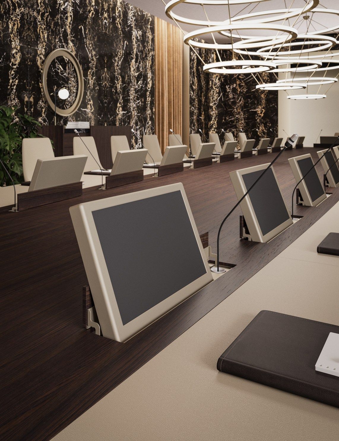 Деревянный овальный стол для совещаний с системой люверсов PROF Bespoke ARCH-00074371 - Вид №3