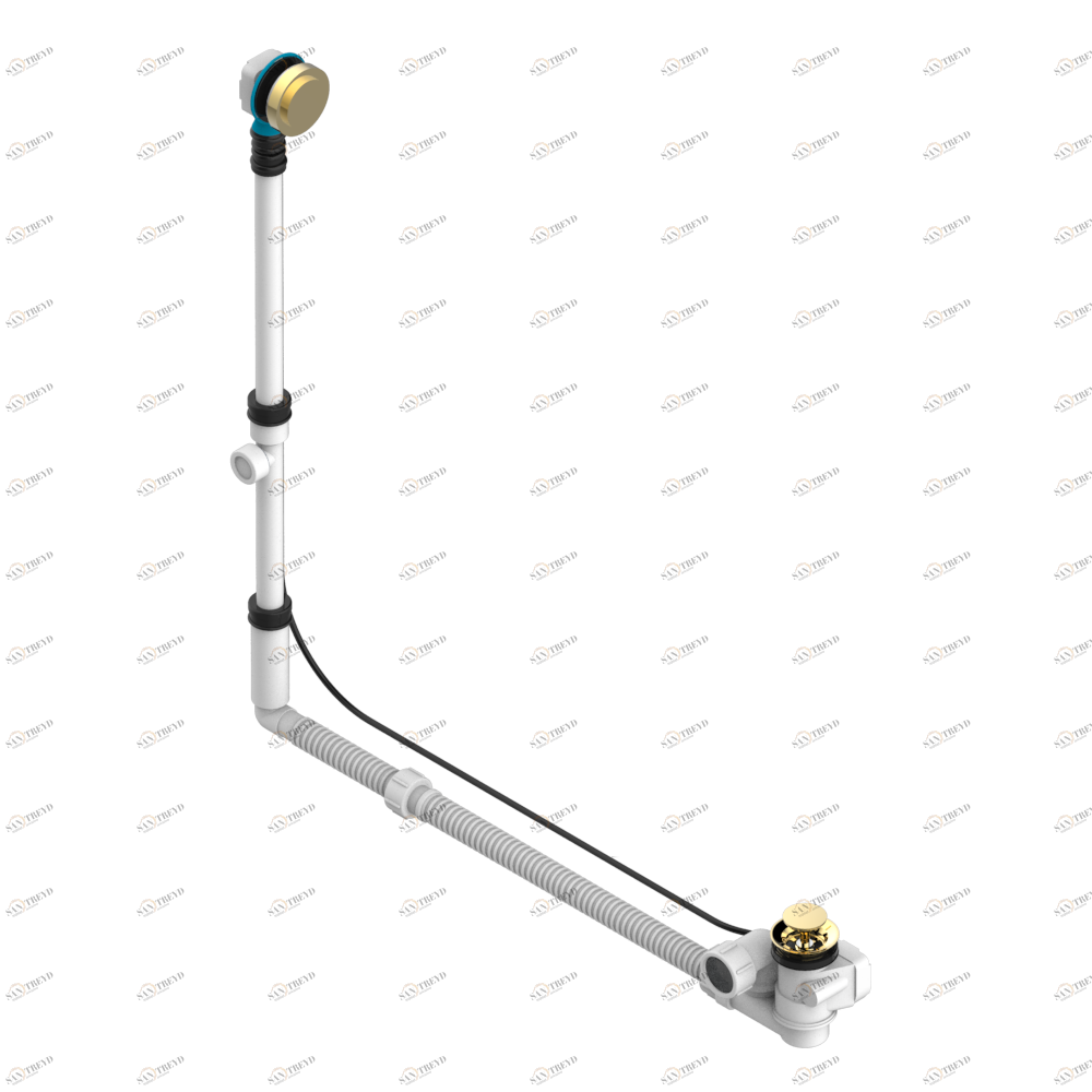A33-302GM Перелив GEBERIT для ванны - европейская модель - большой размер регулируемая высота : от 165мм MAXI 580мм регулируемая выступающая часть : от 110мм MAXI 700мм- выпуск Ø 40 мм с стильной ручкой Thg-paris Bambou с чёрным хрусталём Покрытие PVD зол A33-302GM CAT.F