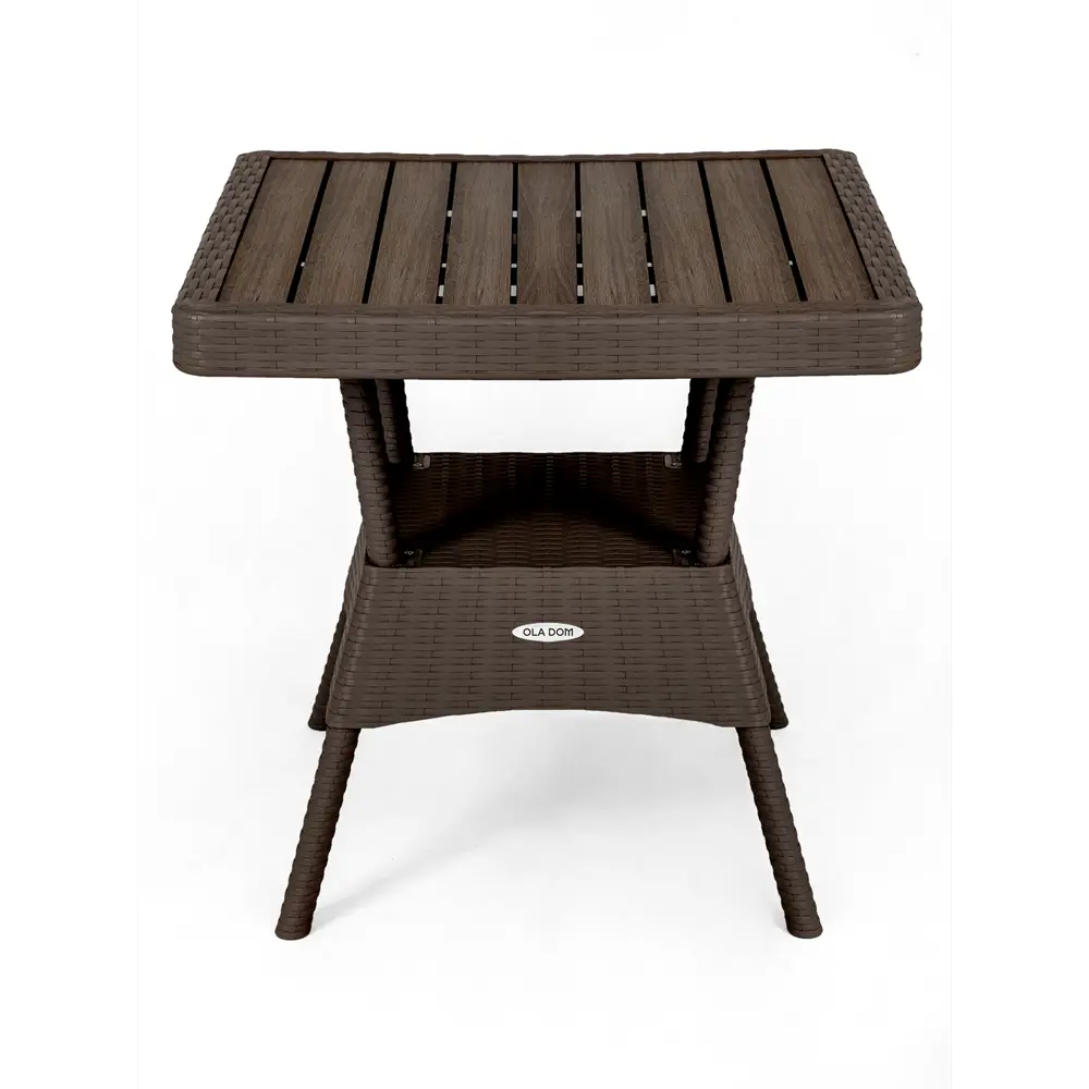 Стол садовый Rattan Ola Dom 75.5x76x74.5 см композитный материал цвет коричневый 87487346 STLM-2014821 Santreyd - Вид №1