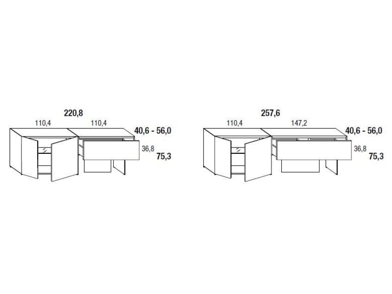 Секционный шкаф из дерева и стекла Lago 36e8 ARCH-00010609 - Вид №2