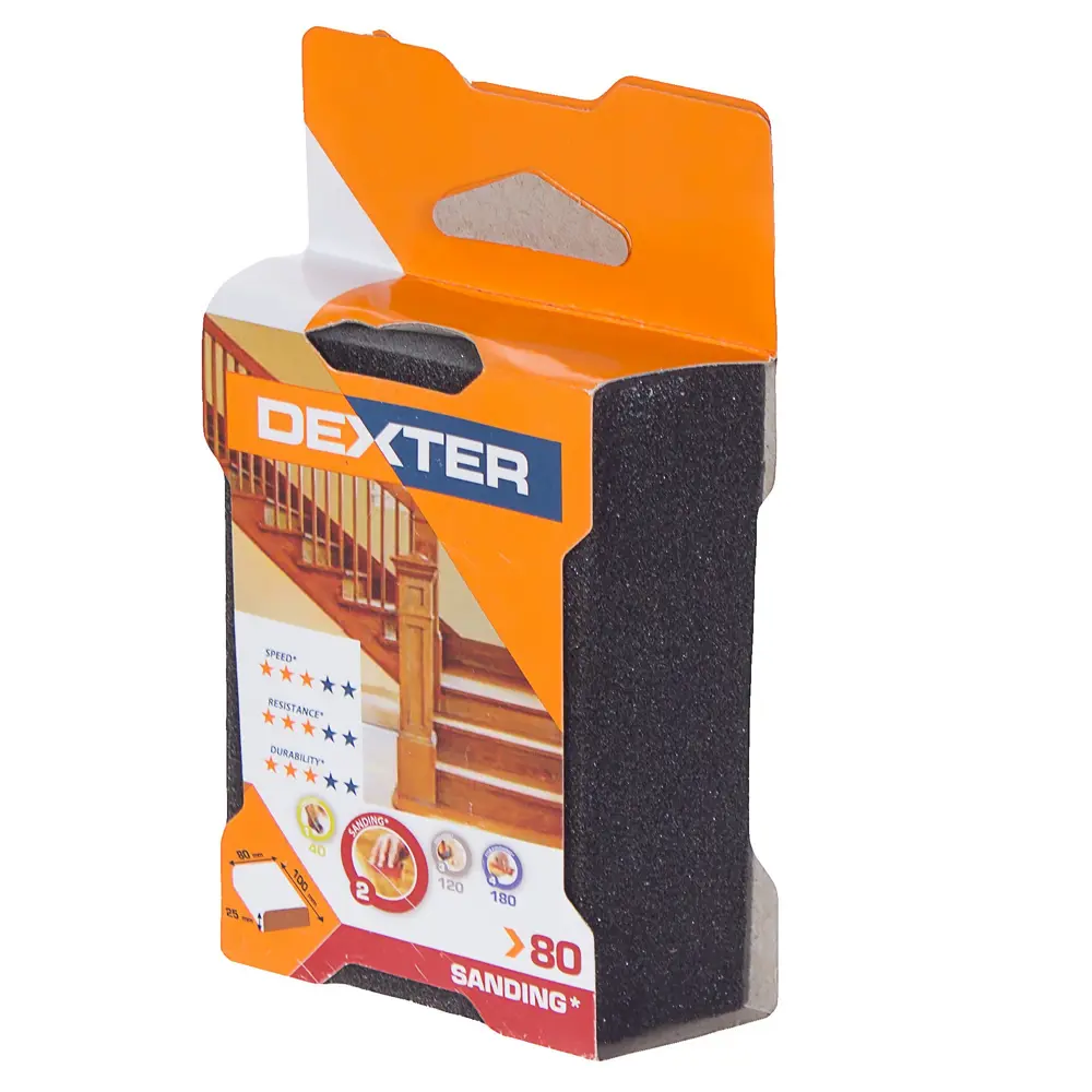 18782645 Губка шлифовальная абразивная четырехсторонняя Dexter P80 100x80x25 мм STLM-0012645  - Вид №2