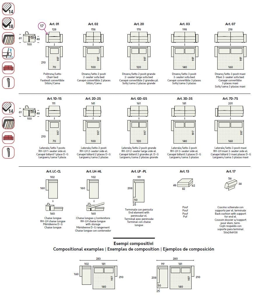 Двуспальный диван-кровать из ткани Felis Day &amp ARCH-00023558 - Вид №9