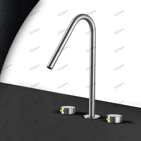 Смеситель для раковины сталь матовая с зеленой ручкой Toki Radomonte TKI24SCIL33