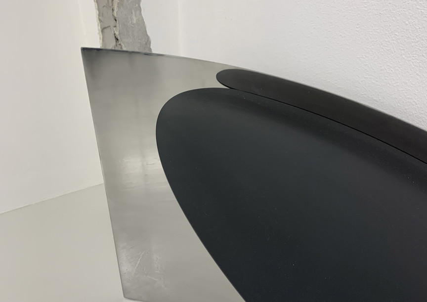 Secolo Tangent Консоль из метала c матовой/глянцевой лакированной деревянной столешницей  - Вид №4