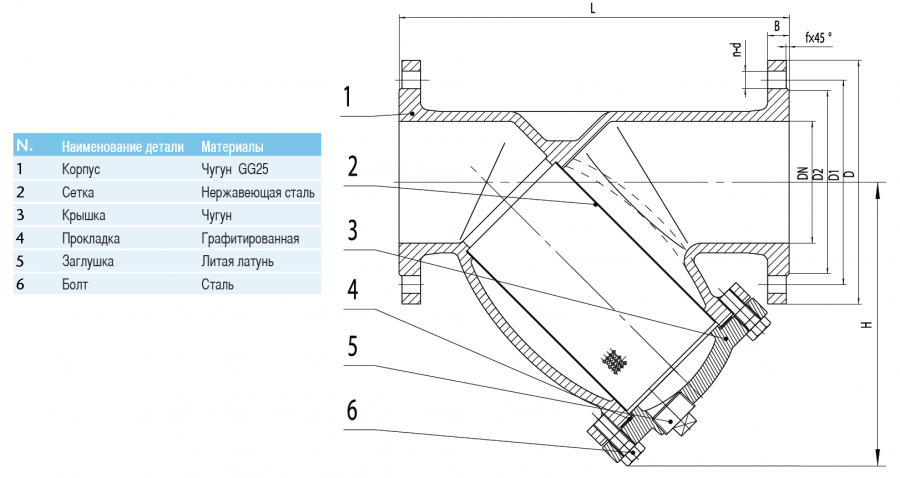 CIMBERIO CIM 3295 Чугунный фланцевый сетчатый фильтр CIM 3295 PN16  - Вид №1