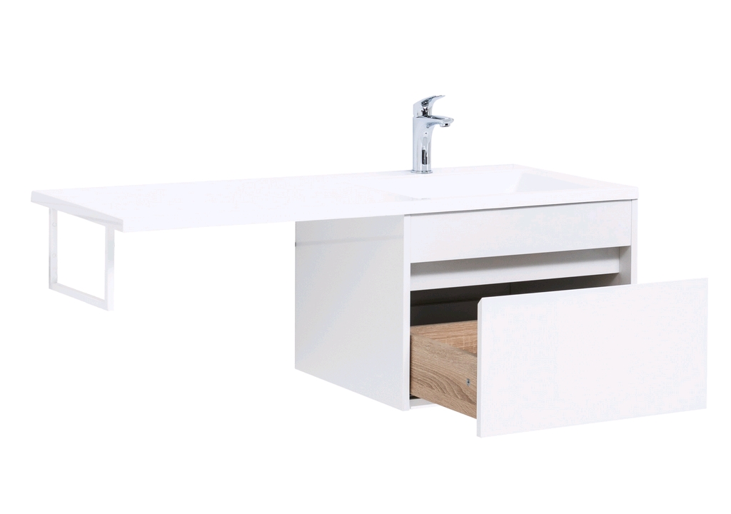 Тумба с раковиной Aquanet Токио 120 R белый (подвесная, 1 ящик) 0023691600235500 - Вид №2