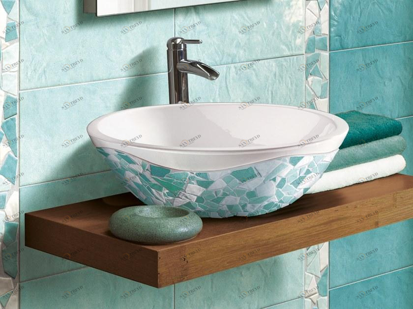 Накладная раковина на столешницу  овальная Cerasarda Trasparenze marine sun-id-1408419