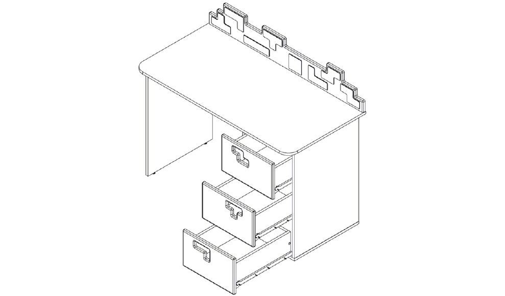 Детский письменный стол с ящиками левый "Продленка" МАНДАРИН ПРОДЛЕНКА 178743 Белый Santreyd  - Вид №2