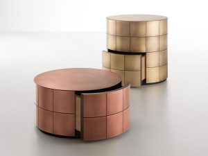 Металлическая круглая прикроватная тумбочка