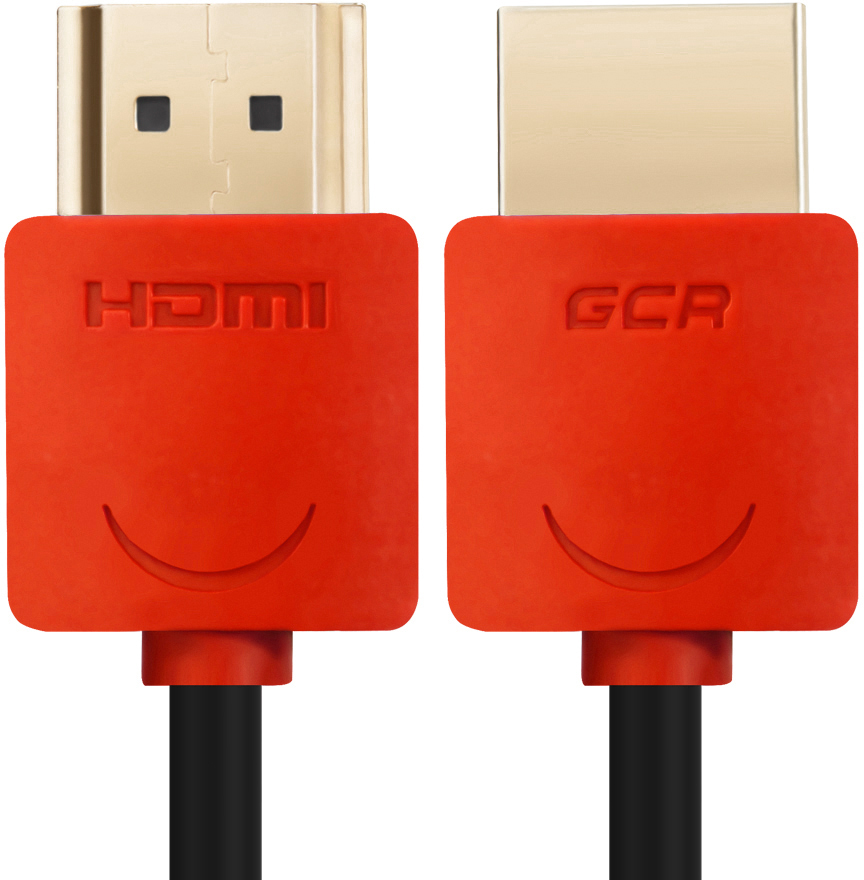GCR-HM550-1.0m кабель 1.0m hdmi версия 1.4, черный, красные коннекторы, slim od3.8mm, 32/32 awg, позолоченные контакты, ethernet 10.2 гбит/с, 3d, 4k, premium , экран Greenconnect Santreyd  - Вид №3