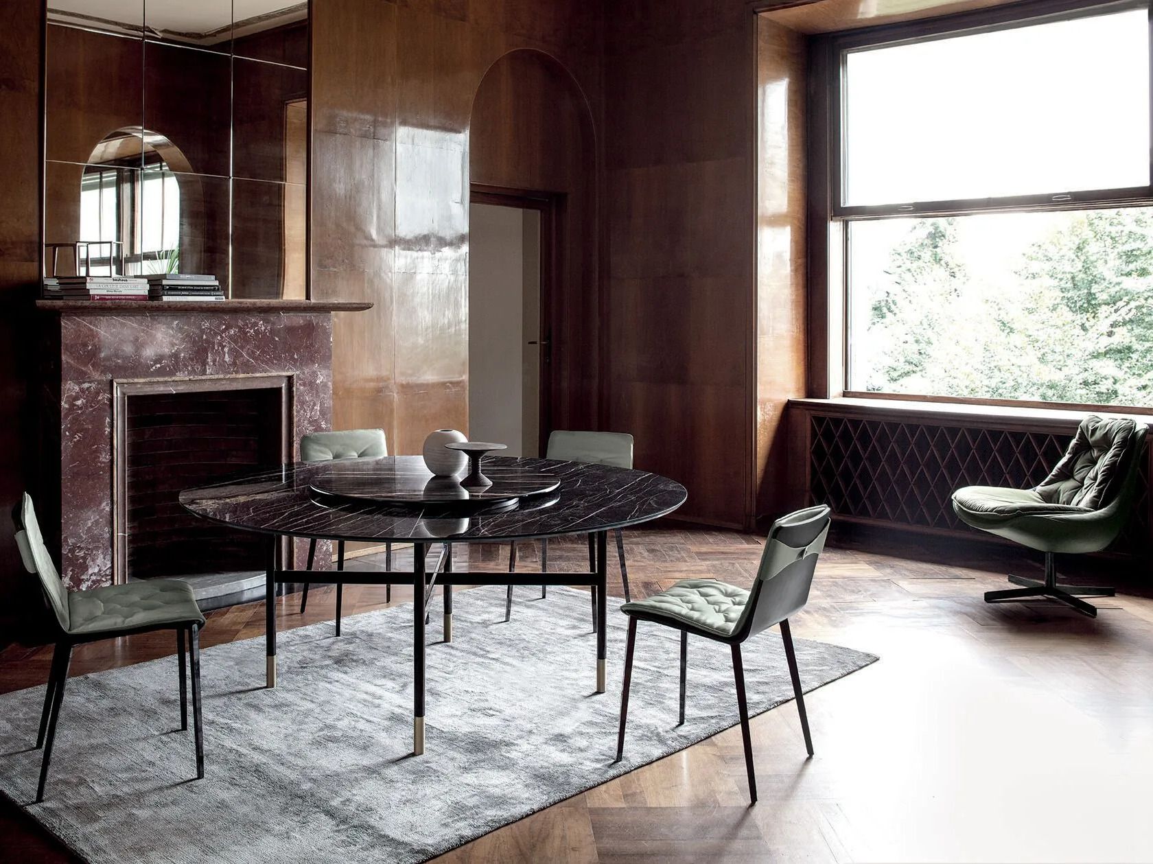 Круглый обеденный стол из нержавеющей стали и SuperMarmo Bontempi Casa GLAMOUR ARCH-00060859 - Вид №5