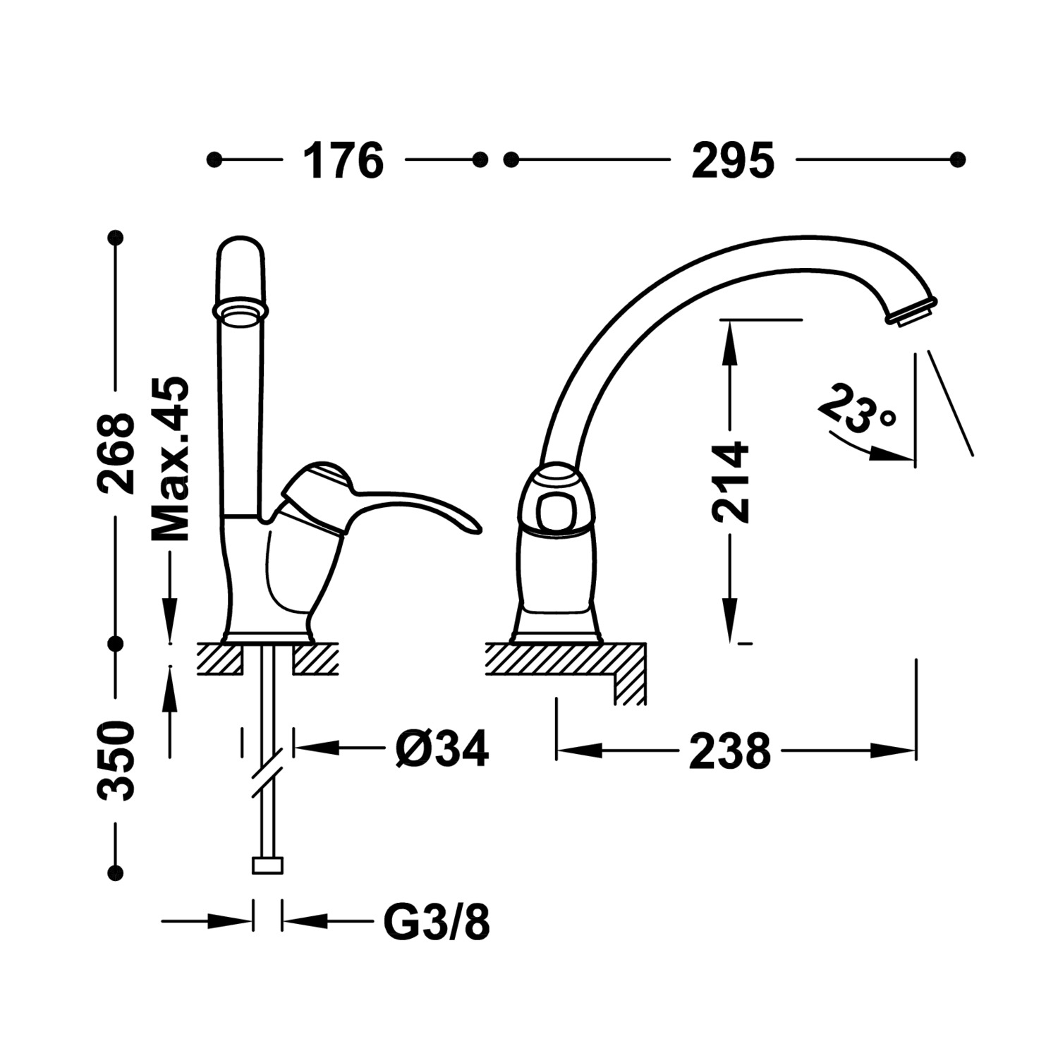 КУХОННЫЙ смеситель с одной ручкой для кухни-24244101LM TRES  - Вид №1