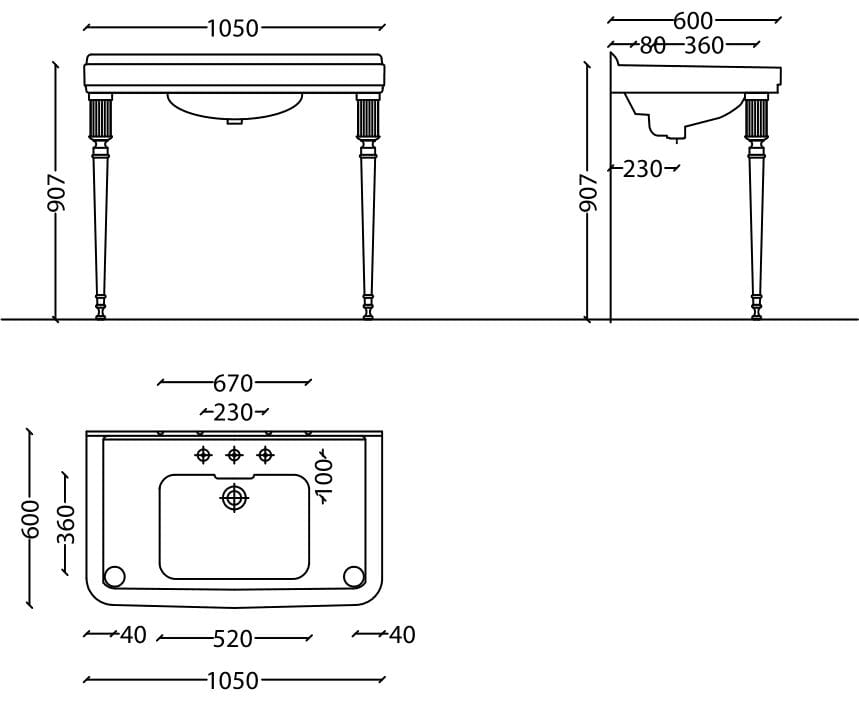 Овальный керамический консольный умывальник Park Avenue ROCKEFELLER & LEGS ALEXA ARCH-00014310 - Вид №2