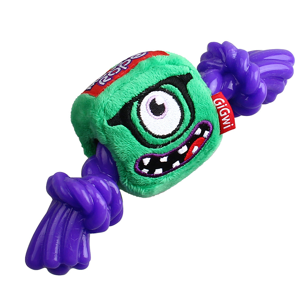 ПР0059003 Игрушка для собак Monster Rope Монстр с пищалкой и резиновой веревкой 23см GIGWI  - Вид №2