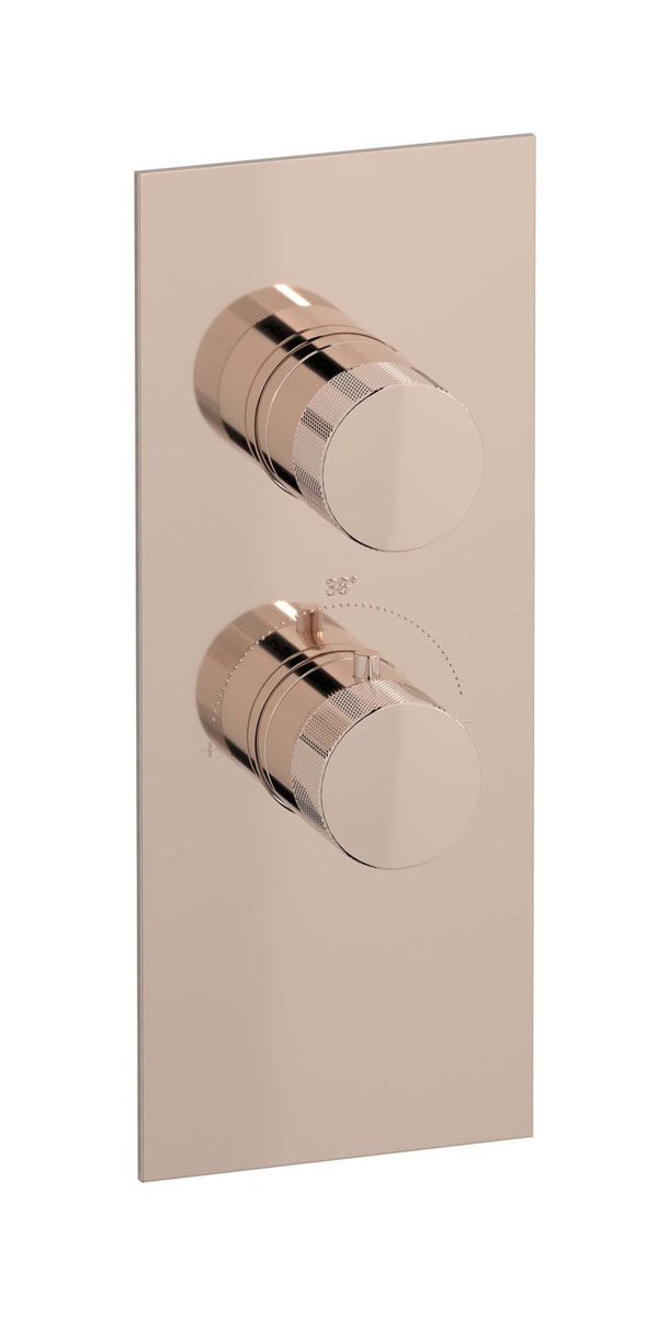 Комплект наружных частей термостата на 1 потребителей - вертикальная прямоугольная панель с ручками Industria WE ARE IB eua111rsnid1 Rose Gold Aqua