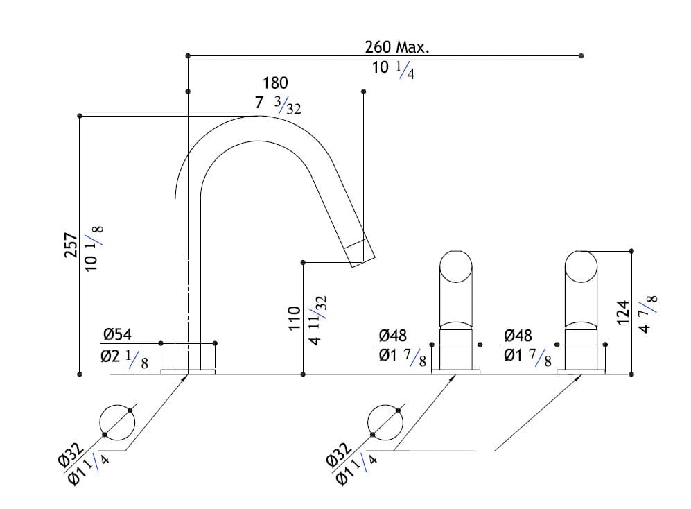 Смеситель для раковины с 3 отверстиями из нержавеющей стали MGS ARCH-00058066 - Вид №4