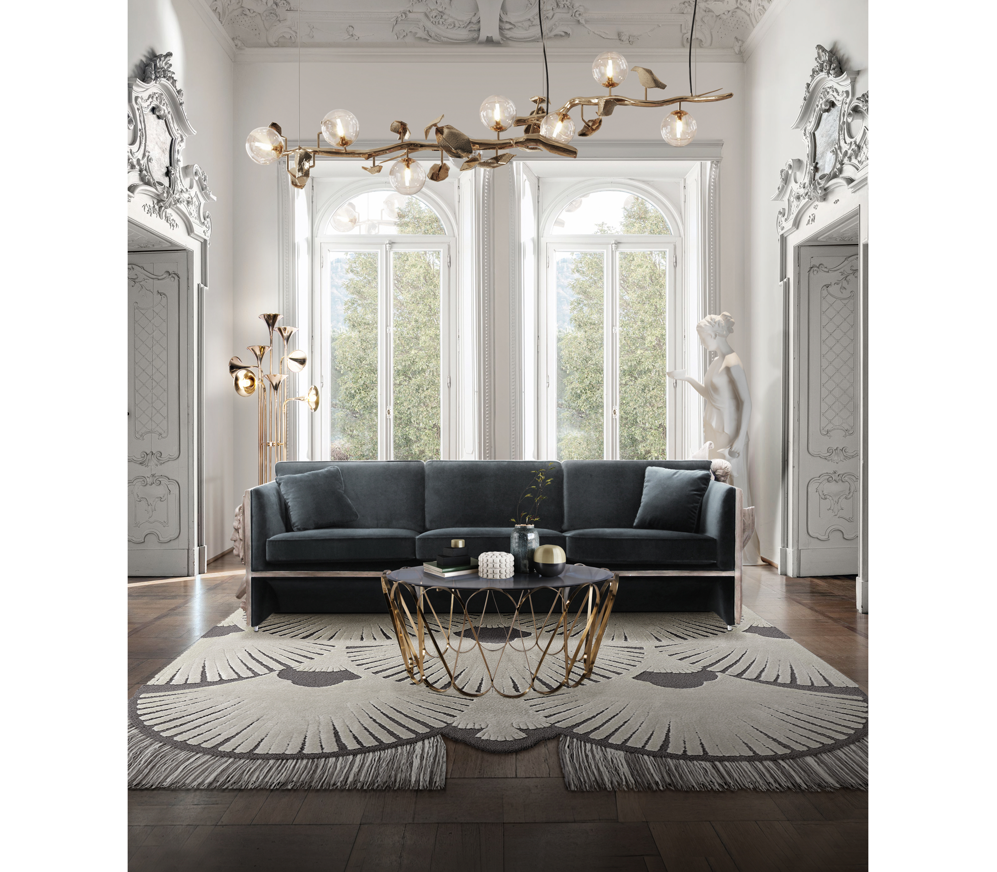 0-072 Золотой центральный стол Водолей Boca Do Lobo  - Вид №5