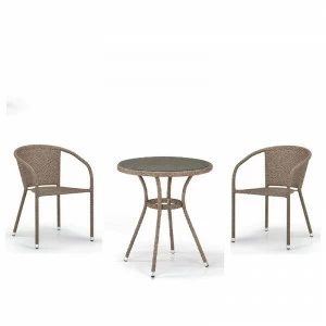 Мебель садовая, столик и стулья светло-коричневые на 2 персоны Awi AFINA  130489 Коричневый